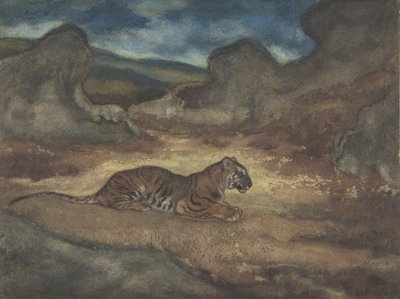 Manzaradaki Kaplan, 1810-75. by Antoine Louis Barye