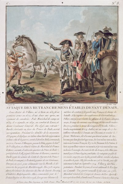 Denain'in önünde kurulan siperlere saldırı, 1712, Louis Le Coeur (fl.1780-1800), 1787 tarafından oyulmuş by Antoine Louis Francois Sergent Marceau