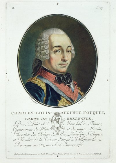 Charles-Louis-Auguste Fouquet (1684-1761), 'Büyük adamların, şanlı kadınların ve Fransa'nın unutulmaz konularının portreleri'nden, 1787-92'de yayınlandı by Antoine Louis Francois Sergent Marceau