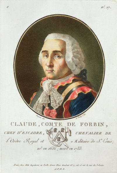 Claude (1656-1733) Comte de Forbin, 1789, 'Büyük adamların, şanlı kadınların ve Fransa'nın unutulmaz konularının portreleri'nden, 1787-92'de oyulmuş by Antoine Louis Francois Sergent Marceau
