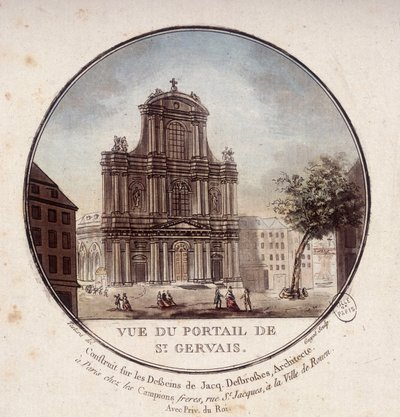 Mimar Jacques Desbrosses, Paris tarafından çizimlere göre inşa edilen Saint Gervais portalının görünümü. Çavuş tarafından Paris