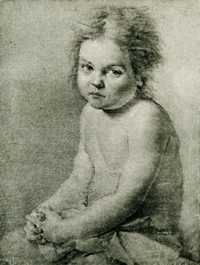 Çıplak ve oturan bir kız için doğa çalışması by Antoine Pesne
