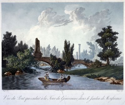 Chapuy (aquatint) tarafından oyulmuş Parc Monceau