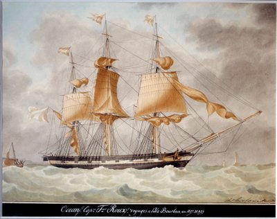 Ocean Trois Mats Carres, Bourbon Adasına Yolculuk Suluboya, Antoine Roux (1765-1835) 1827-1829 Marsilya, Deniz Müzesi by Antoine Roux