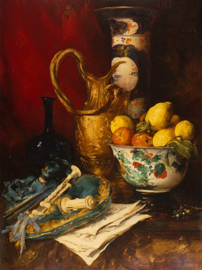 Bir Natürmort (panelde yağ) by Antoine Vollon