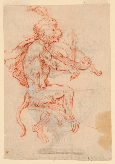 Keman Çalan Maymun by Antoine Watteau