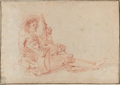 Oturan Gitarist [rekto] by Antoine Watteau