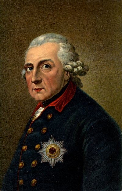 Tarih. Almanya. Büyük Frederick II. Anton Graff'ın (1780) bir portresinden esinlenen çizim, Almanya, 1900 dolayları (kartpostal) by Anton (after) Graff