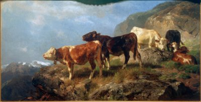 Yüksek dağlarda sığır by Anton Braith