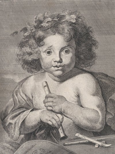 Genç Bacchus, elinde flüt, 1728. by Anton Joseph von Prenner
