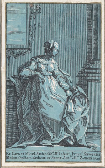 Melankoli Odasında Oturan Kadın, 1726. by Anton Maria Zanetti