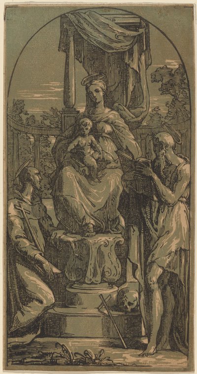Madonna ve Çocuk Enthroned, Aziz Jerome ve Aziz Francis by Anton Maria Zanetti I, after Parmigianino