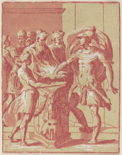 Mucius Scaevola Elini Ateşe Atıyor by Anton Maria Zanetti I after Parmigianino