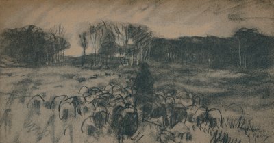 Bir çoban ve sürüsünün bir taslağı, 19. yüzyıl by Anton Mauve