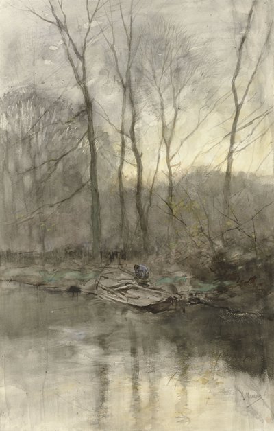 Su üzerinde orman kenarı by Anton Mauve