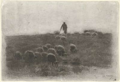 Koyun sürüsü ile çoban by Anton Mauve