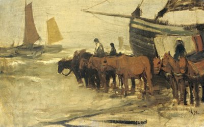 Bir balıkçının serçe parmağını denize atmak by Anton Mauve