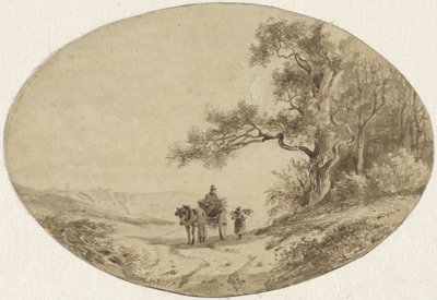Yolda at ve araba ile odun toplayıcı by Anton Mauve
