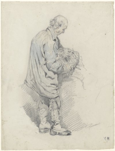 Bir demet saman ile arabacı by Anton Mauve