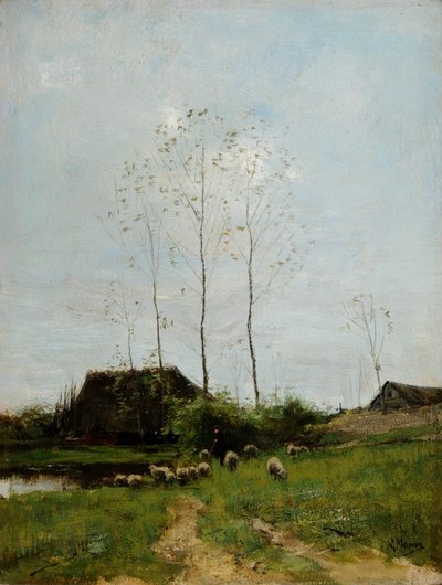 Çoban ve Koyunlu Manzara (tuval üzerine yağlı boya) by Anton Mauve