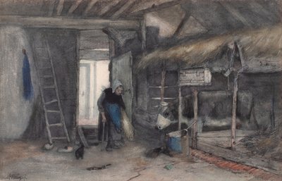 Sabah İşleri, c.1845-65 (kağıt üzerine suluboya) by Anton Mauve