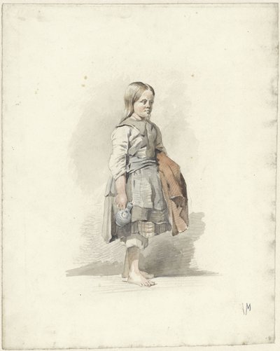 Kolunun altında sürahi ve pelerin ile duran kız by Anton Mauve