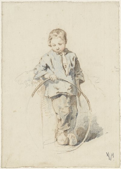 Bir çember ile duran çocuk by Anton Mauve