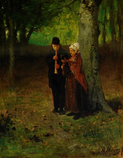 Gezici Müzisyenler (tahta üzerine yağlı boya) by Anton Mauve