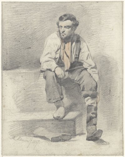 oturan işçi by Anton Mauve