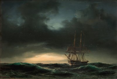 Bir fırtınadan sonra uzay gölünde Danimarkalı bir korvet by Anton Melbye