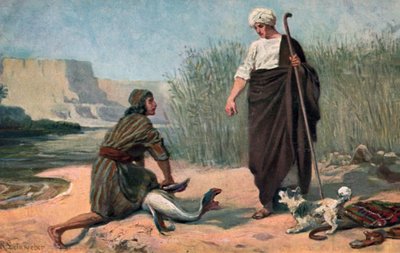 Tobias ve Melek (renkli taş) by Anton Robert Leinweber