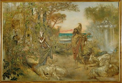 Circe ve Ulysses ... (tuval üzerine resim) by Anton Romako