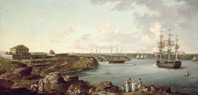 Port Mahon, Minorca'daki Kraliyet Donanması gemileri by Anton Schantz