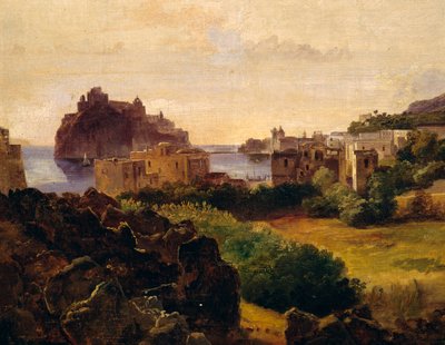 Ischia'nın kale ile görünümü by Anton Sminck Pitloo