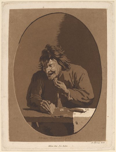 Köylü Yiyen by Anton Spreng after Adriaen Brouwer; published by Joseph Eder