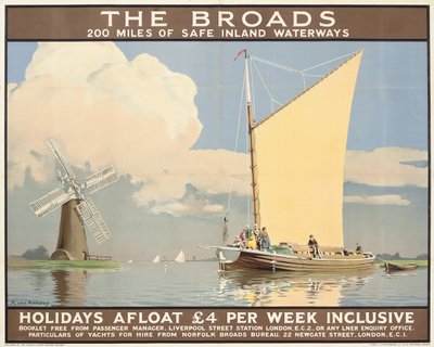 The Broads: Holidays Afloat', bir reklam afişi (renkli litografi) by Anton Van Anrooy
