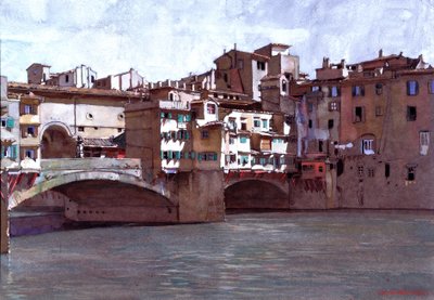 Ponte Vecchio, Floransa (kağıt üzerinde gövde rengi) by Anton Van Anrooy