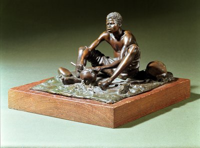 Oturan Adam Tencereli (meşe kaide üzerinde bronz) by Anton van Wouw