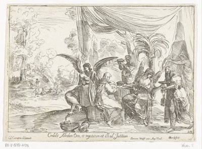 İbrahim üç meleği alır by Anton van der Borcht