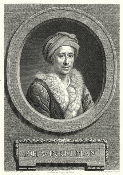 Johann Joachim Winckelmann, Alman sanat tarihçisi ve arkeolog (gravür) by Anton von (after) Maron