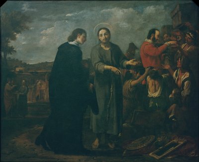 Bernat de Quintaval servetini fakirlere dağıtıyor by Antoni Viladomat Y Manalt