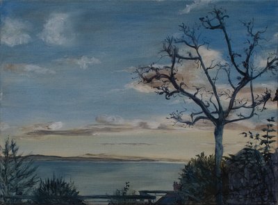 Ditchate Hill, Somerset, 2019 (tuval üzerine yağlı boya) by Antonia Myatt