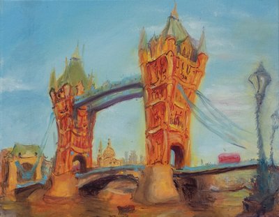 Kule köprü, çalışma, 2019 (tuval üzerine yağlı boya) by Antonia Myatt