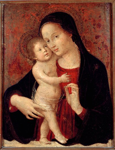 Antonio Aquili dit Antoniazzo Romano tarafından ahşap üzerine Bakire ve Çocuk Boyama (1461-1508 civarında aktif) Güneş. 46x37 Genler, Galleria di Palazzo Bianco by Antoniazzo Romano