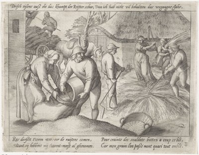 Tahıl harmanlamak Büyüyen tahıl (seri başlığı) by Antonie Wierix (II) (possibly)