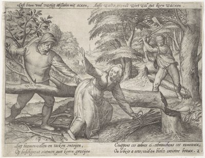 Ormanı temizlemek Büyüyen tahıl (seri başlığı) by Antonie Wierix (II) (possibly)