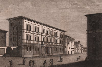 İtalya, Toskana, Pistoia'daki Piskoposluk Sarayı'nın görünümü, Antonio Morghen'in (1788-1853) bakır gravürü, yaklaşık 13x9,5 cm by Antonio (1788-1853) Morghen