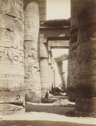 Hipostil Salonunun İçi, Karnak by Antonio Beato