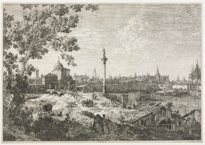 Nehir Üzerinde Bir Şehrin Panoraması by Antonio Canaletto
