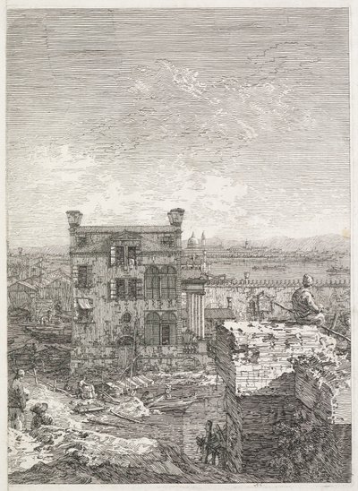 Manzaralar: Altı Sütunla Çevrili Bir Ev by Antonio Canaletto